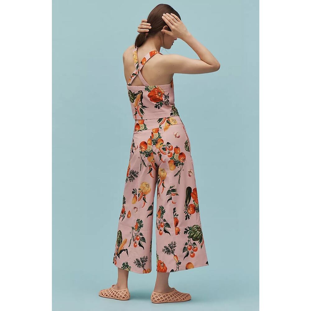 NWT Maeve High-Rise Veggie Print Crop Wide-Leg Pants Size 2 Pink #8G539 - Picture 3 of 10
